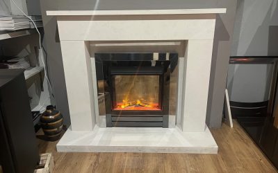 48″ Natural Limestone Fireplace